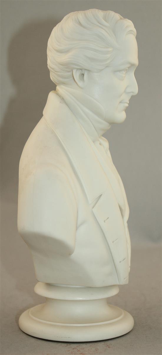 A Copeland Parian bust of Sir Robert Peel, after James Westmacott, c.1850, 26.5cm.